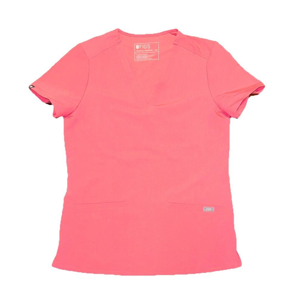 FIGS Scrub Top Womens X-Small Pink Casma‎ Three Pocket Technical Collection